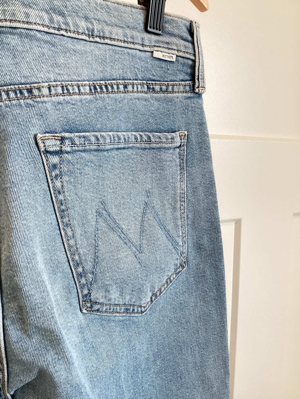 MOTHER Rambler Mid Rise Ankle Fray Jeans Zip New 30 Comeback Kid Light Blue - Picture 10 of 14